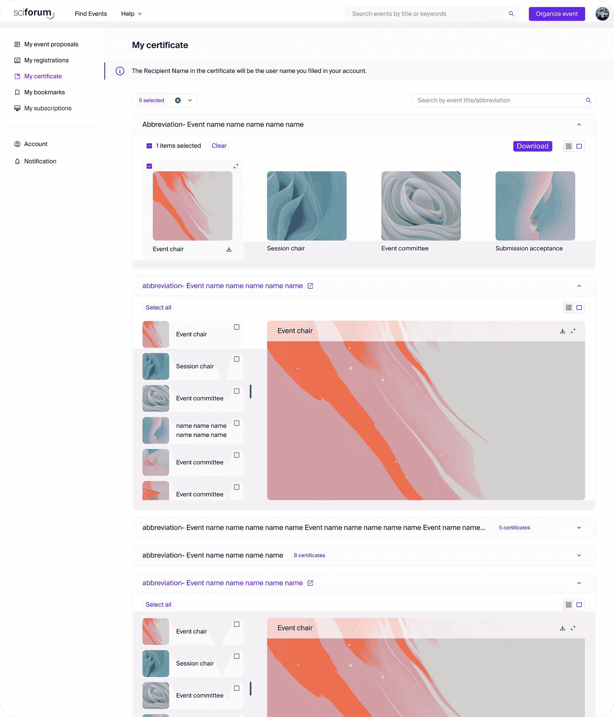 Automated certificates preview
